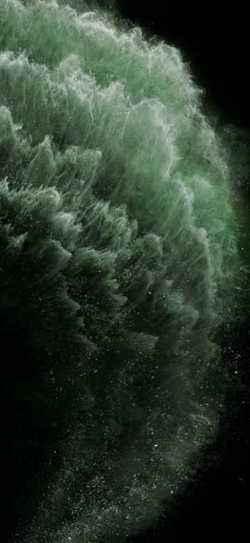 iPhone 11 pro green particles wallpaper